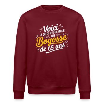 Bogosse de 65 Ans - Sweat bio ROLLER Stanley/Stella Unisexe - bordeaux - Devant - Nik (191cm)