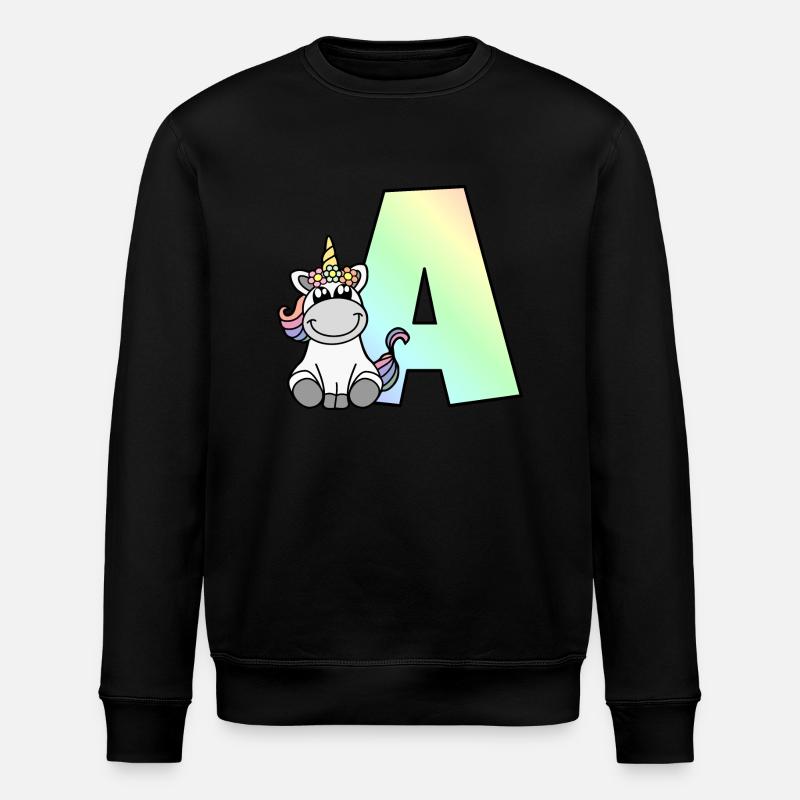 Einhorn Buchstabe A - Stanley/Stella Unisex Bio-Sweatshirt ROLLER - Schwarz