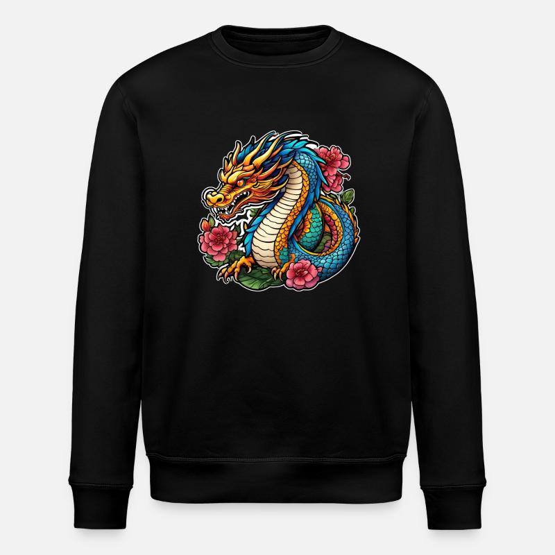 Asiatischer Drache - Japan - Chinesisch - Stanley/Stella Unisex Bio-Sweatshirt ROLLER - Schwarz