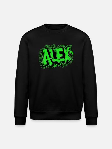 Alex Name Graffiti Green - Stanley/Stella ROLLER Unisex Organic Sweatshirt - black