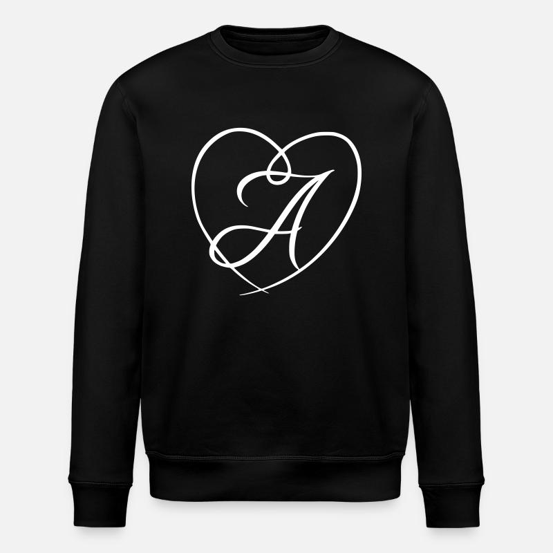 Lettre A coeur de calligraphie - Sweat bio ROLLER Stanley/Stella Unisexe - noir