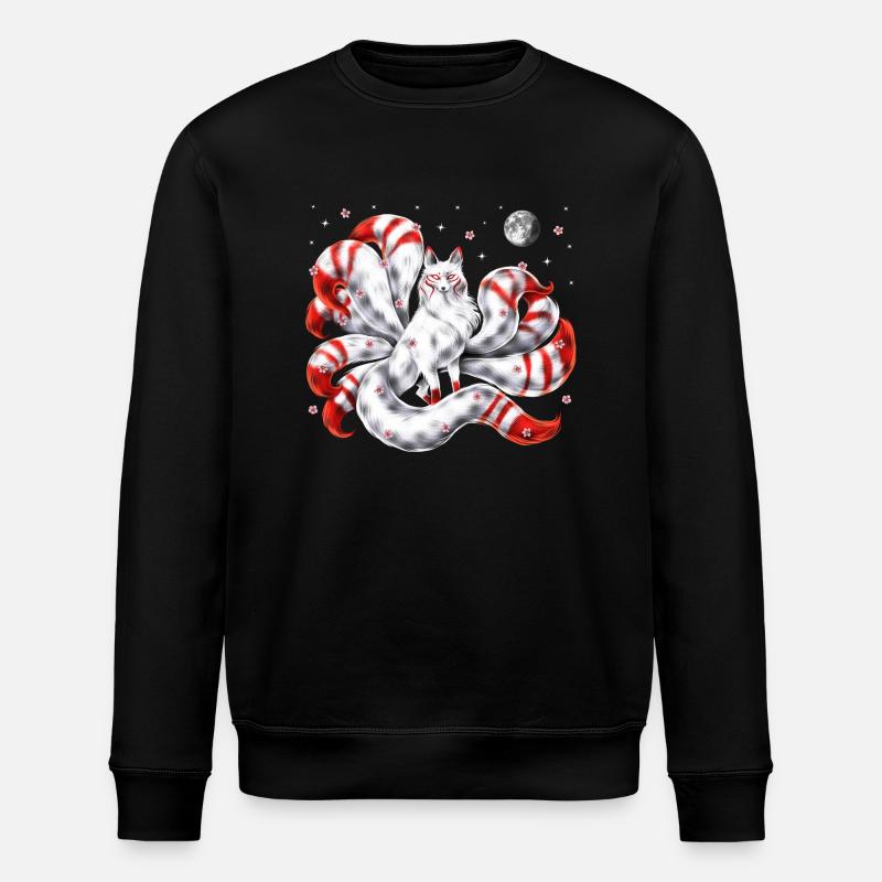 Japanischer Kitsune-Fuchs - Stanley/Stella Unisex Bio-Sweatshirt ROLLER - Schwarz