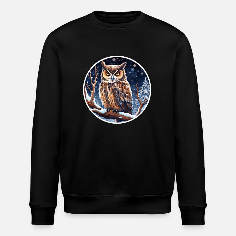 Uhu im Winter - Stanley/Stella Unisex Bio-Sweatshirt ROLLER - Schwarz