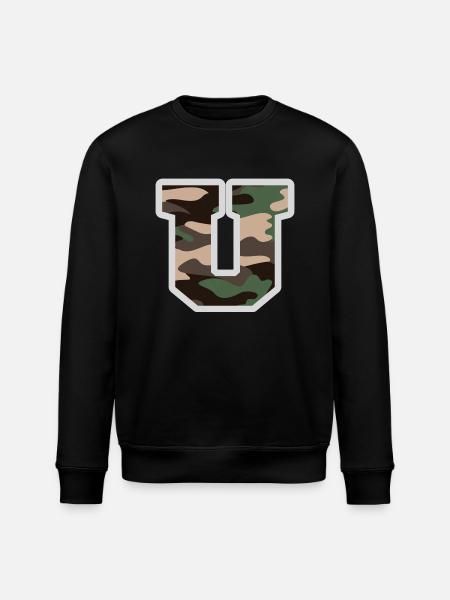 Buchstabe U Militärtarnung - Geschenkidee - Stanley/Stella Unisex Bio-Sweatshirt ROLLER - Schwarz
