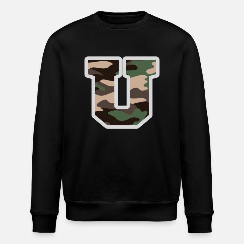 Buchstabe U Militärtarnung - Geschenkidee - Stanley/Stella Unisex Bio-Sweatshirt ROLLER - Schwarz