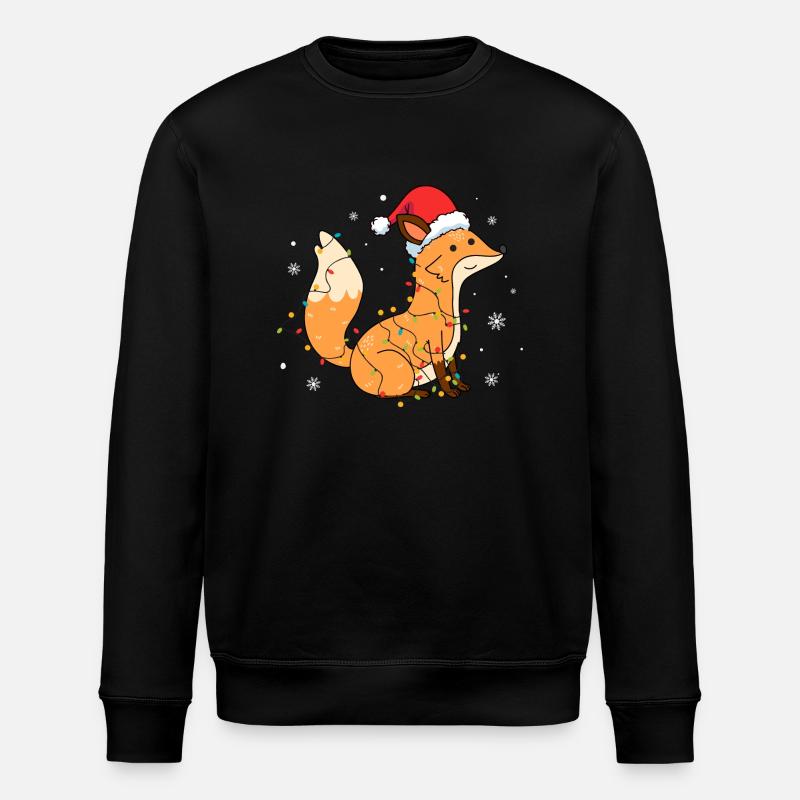 Fox with Santa hat - Stanley/Stella ROLLER Unisex Organic Sweatshirt - black