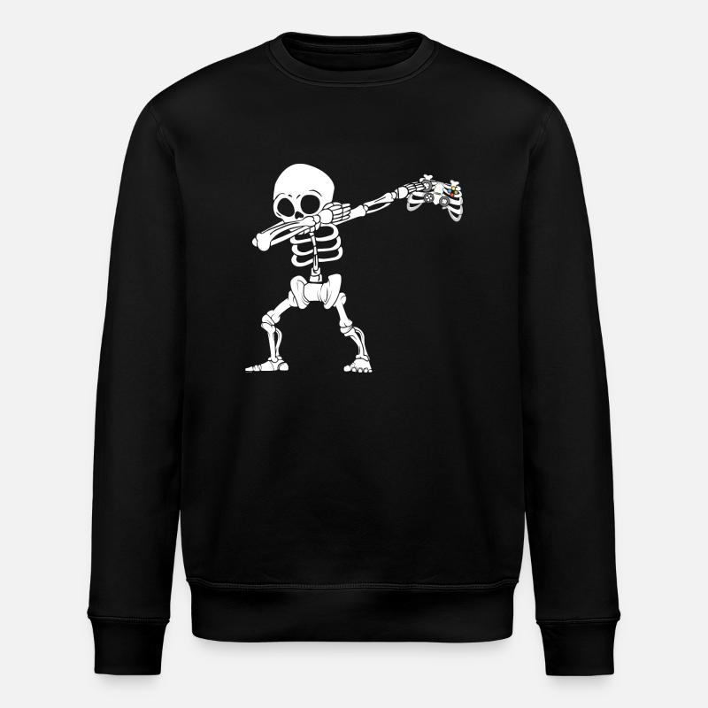 Halloween Dabbing Skeleton Gamer - Stanley/Stella ROLLER Unisex Organic Sweatshirt - black