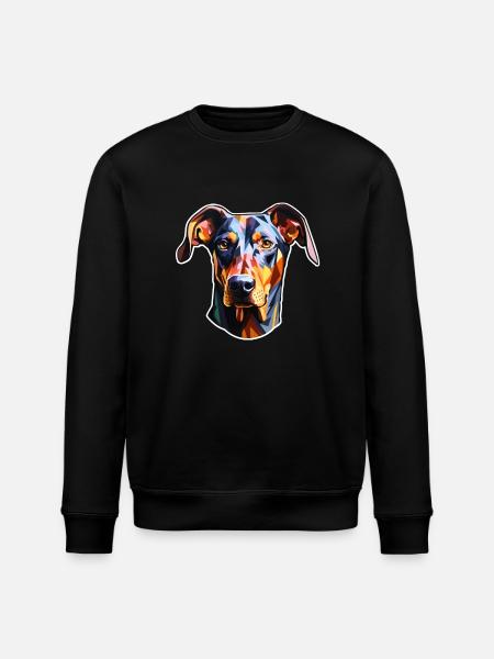 Doberman Head Psychedelic - Stanley/Stella ROLLER Unisex Organic Sweatshirt - black