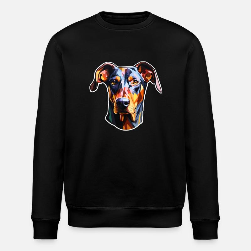 Doberman Head Psychedelic - Stanley/Stella ROLLER Unisex Organic Sweatshirt - black