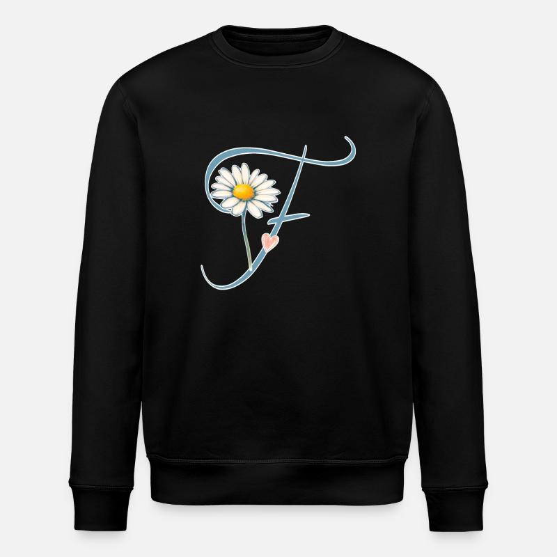 Buchstabe F Gänseblümchen Herz - Stanley/Stella Unisex Bio-Sweatshirt ROLLER - Schwarz