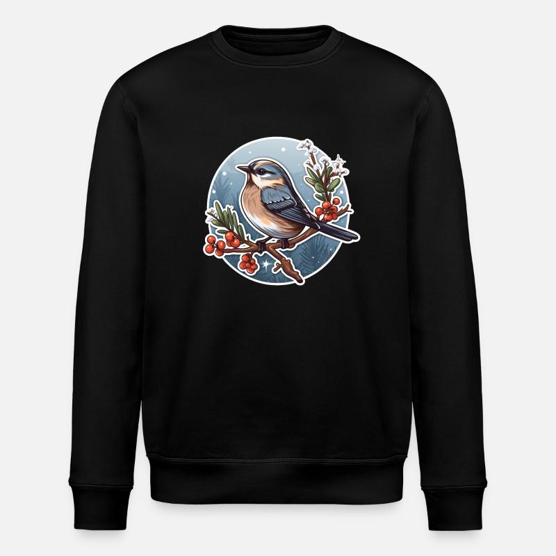 Niedlicher, winterlicher Vogel - Stanley/Stella Unisex Bio-Sweatshirt ROLLER - Schwarz