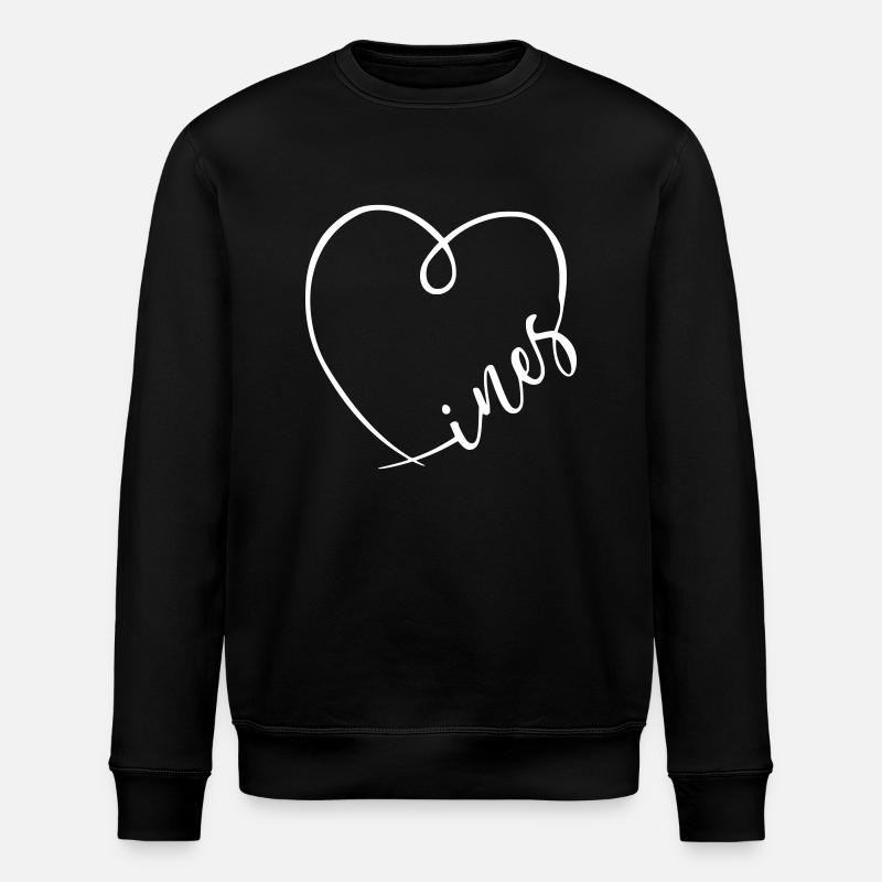 Ines Name Calligraphy Heart - Stanley/Stella ROLLER Unisex Organic Sweatshirt - black