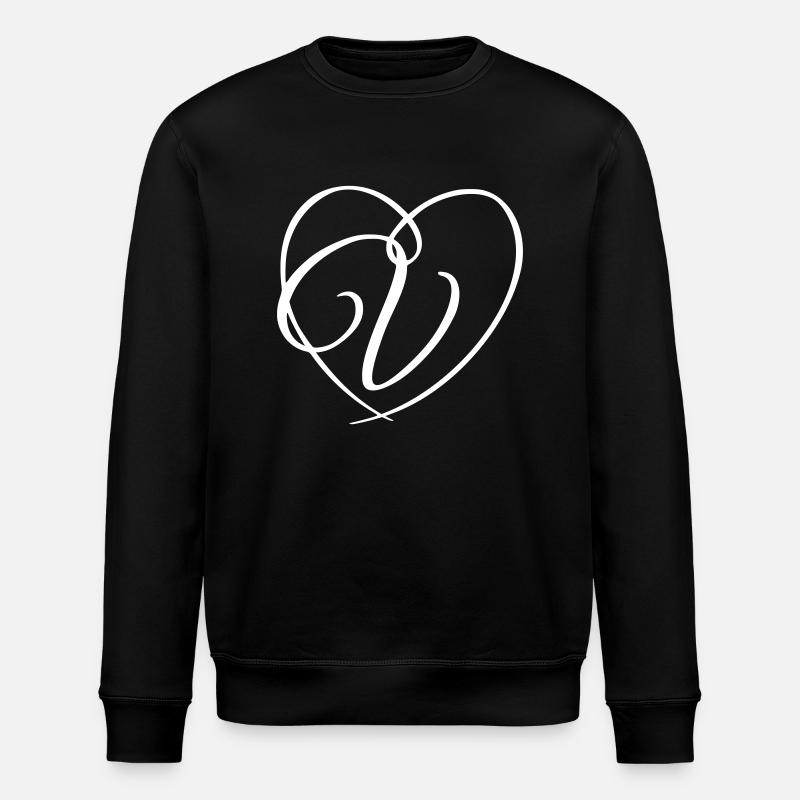 Letter V Calligraphy Heart - Stanley/Stella ROLLER Unisex Organic Sweatshirt - black