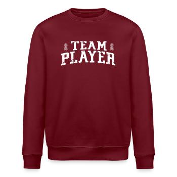 Lustiger Swinger Upside Down Ananas - Teamplayer - Stanley/Stella Unisex Bio-Sweatshirt ROLLER - Burgunderrot - Vorne - Nik (191cm)