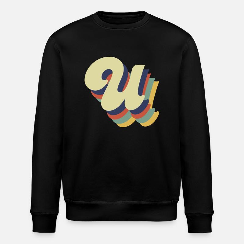 Retro U Letter - Stanley/Stella ROLLER Unisex Organic Sweatshirt - black