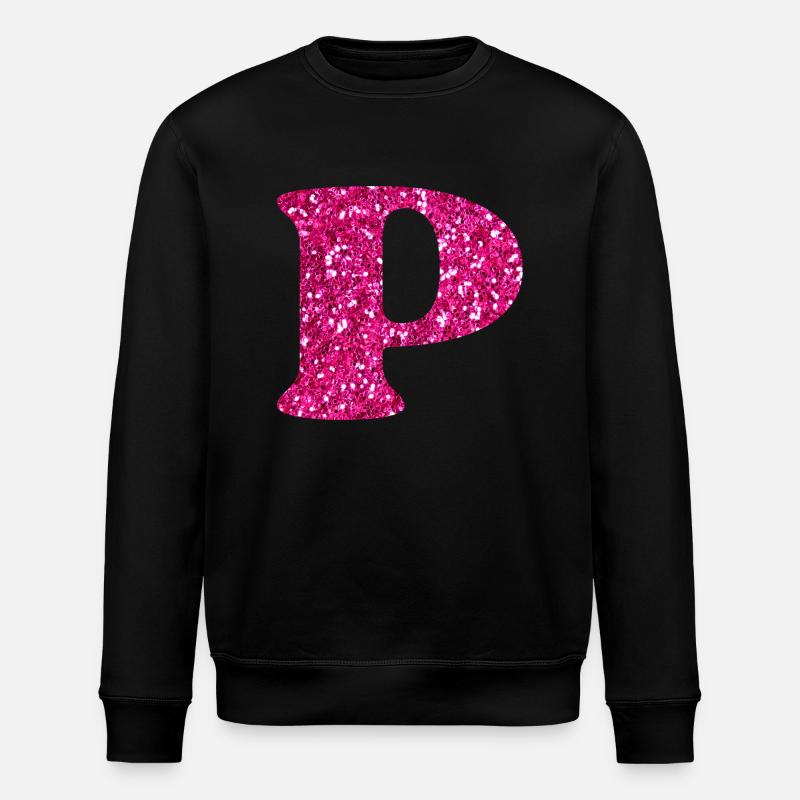 Lettre p rose pailleté - Sweat bio ROLLER Stanley/Stella Unisexe - noir