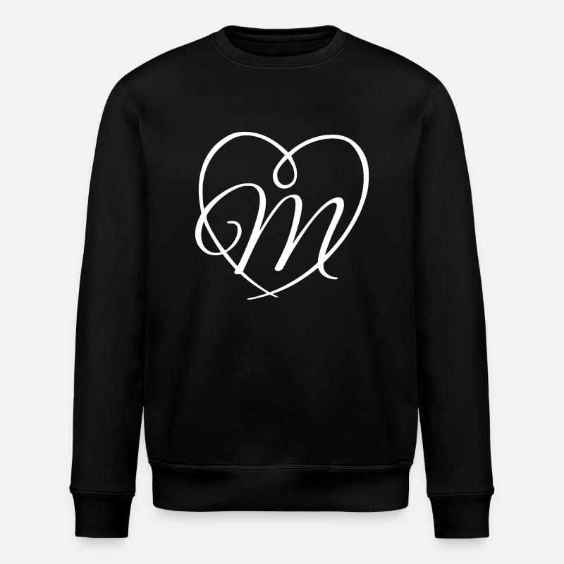 Letter M Calligraphy Heart - Stanley/Stella ROLLER Unisex Organic Sweatshirt - black