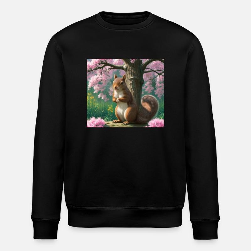 Suirrel withblooming tree - Squirrel - Stanley/Stella ROLLER Unisex Organic Sweatshirt - black