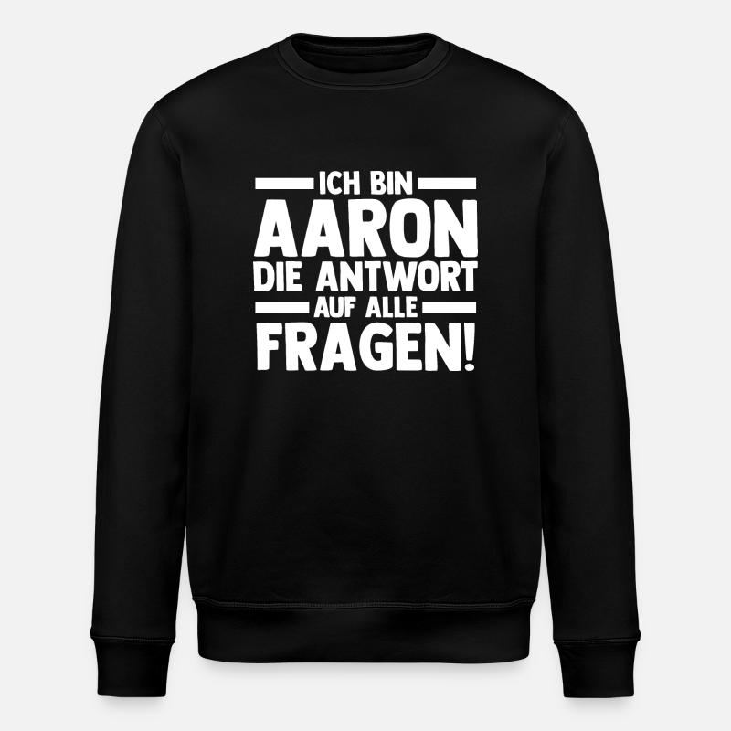 Prénom Aaron - Sweat bio ROLLER Stanley/Stella Unisexe - noir