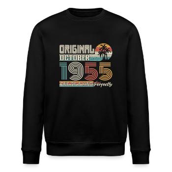 Oktober 1955 Geburtstag Oktober 1955 Geschenk 1955 - Stanley/Stella Unisex Bio-Sweatshirt ROLLER - Schwarz - Vorne - Nik (191cm)