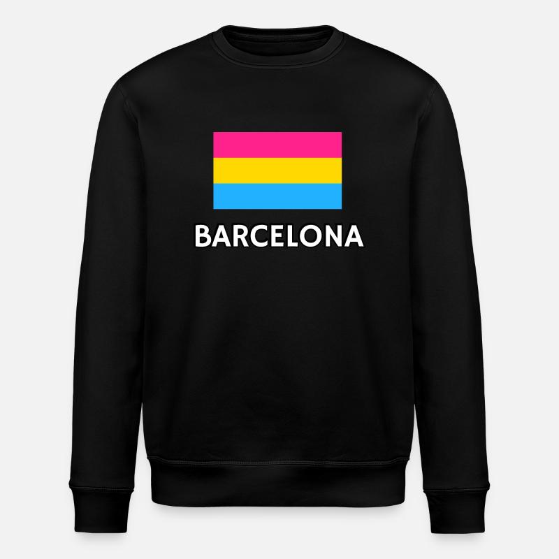 Pan Pride Flagge Barcelona - Stanley/Stella Unisex Bio-Sweatshirt ROLLER - Schwarz