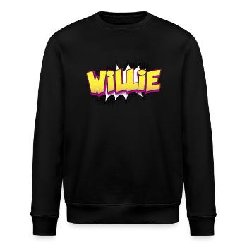 Willie Benutzerdefinierter Name Comic-Stil Pop-Art, - Stanley/Stella Unisex Bio-Sweatshirt ROLLER - Schwarz - Vorne - Nik (191cm)