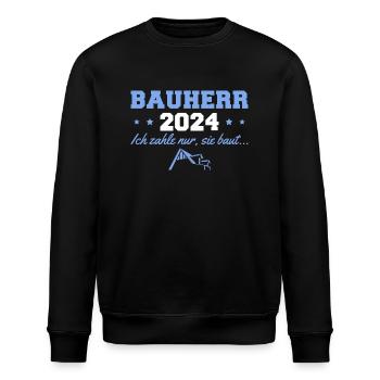 Bauherr 2024 Hausbau Häuslebauer - Stanley/Stella Unisex Bio-Sweatshirt ROLLER - Schwarz - Vorne - Nik (191cm)