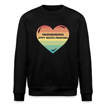 Regenbogen Herz Menschenrechte Demonstration - Stanley/Stella Unisex Bio-Sweatshirt ROLLER - Schwarz - Vorne - Nik (191cm)