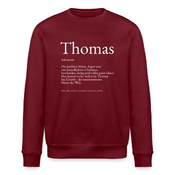 Thomas Wörterbuch Erklärung Vorname Thomas - Stanley/Stella Unisex Bio-Sweatshirt ROLLER - Burgunderrot - Vorne - Nik (191cm)