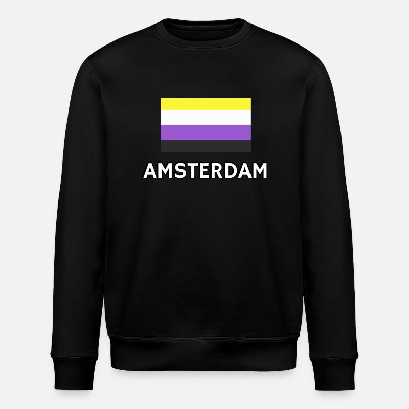 Non binary Pride Flag Amsterdam - Stanley/Stella ROLLER Unisex Organic Sweatshirt - black
