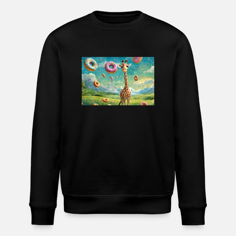 Giraffe im Schlaraffenland - Stanley/Stella Unisex Bio-Sweatshirt ROLLER - Schwarz