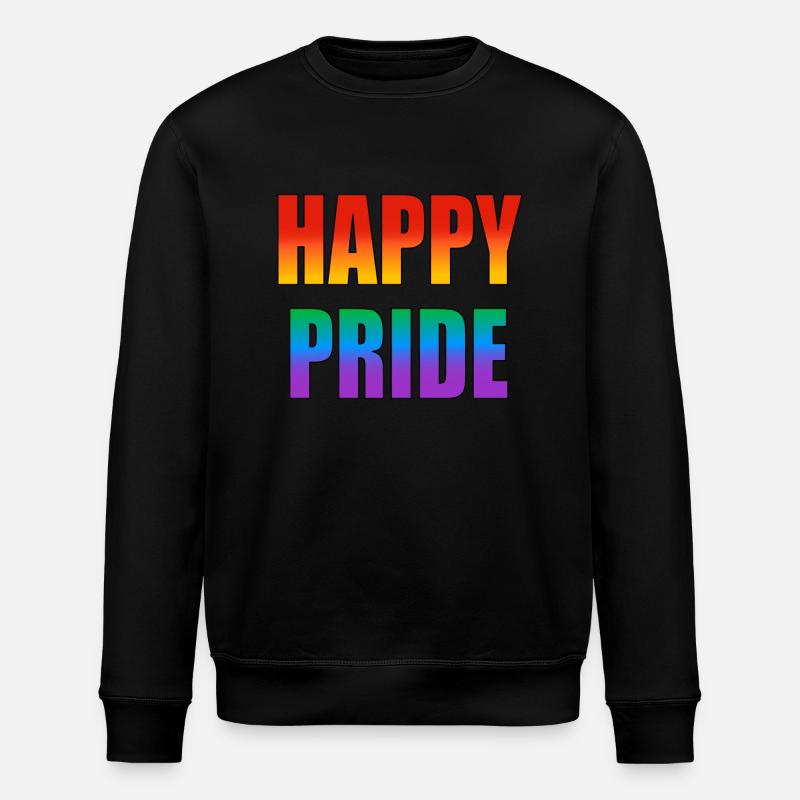 Texte arc-en-ciel Happy Pride - Sweat bio ROLLER Stanley/Stella Unisexe - noir