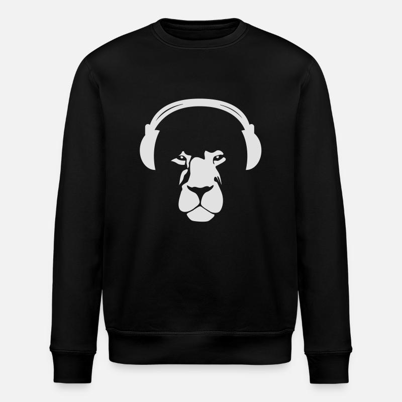 Lion avec des écouteurs - Sweat bio ROLLER Stanley/Stella Unisexe - noir