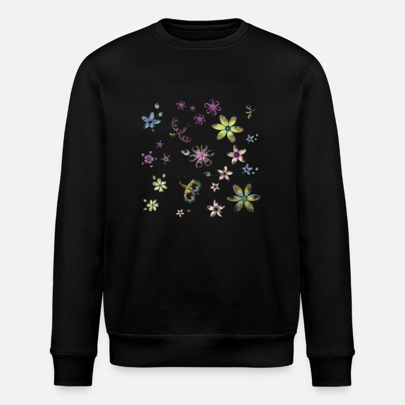 Blumen und Schmetterlinge - Stanley/Stella Unisex Bio-Sweatshirt ROLLER - Schwarz