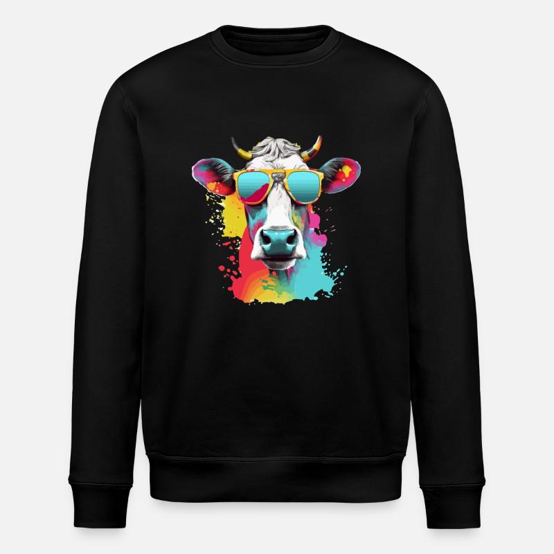 Acki the cool cow - Stanley/Stella ROLLER Unisex Organic Sweatshirt - black
