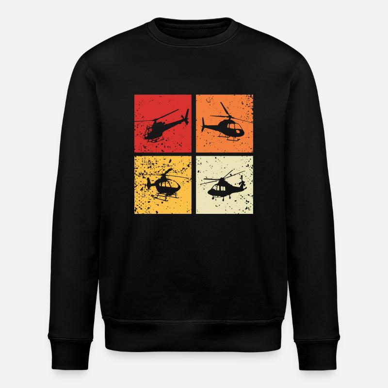Hubschrauber Retro Pilot - Stanley/Stella Unisex Bio-Sweatshirt ROLLER - Schwarz