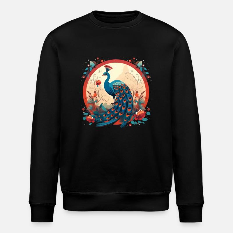 Pfauenvogel mit Floal-Elementen - Stanley/Stella Unisex Bio-Sweatshirt ROLLER - Schwarz