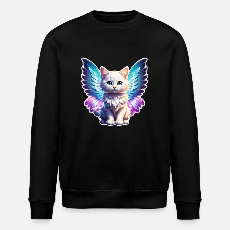 Cat with Wings - Stanley/Stella ROLLER Unisex Organic Sweatshirt - black