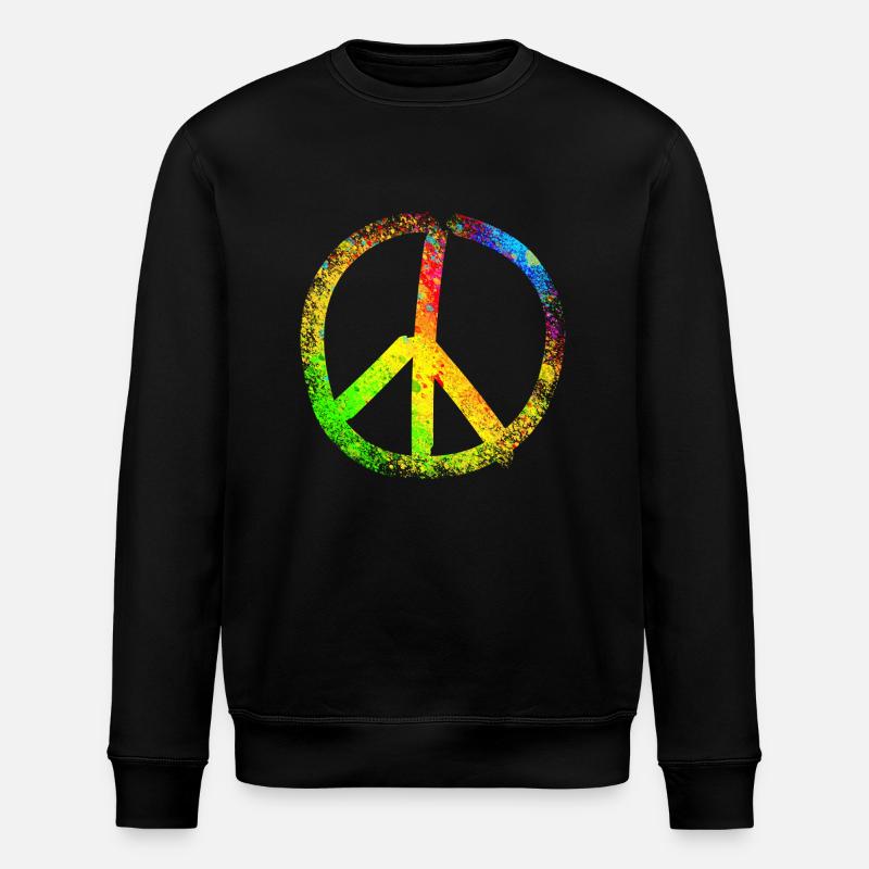 signe de paix arc-en-ciel 02 - Sweat bio ROLLER Stanley/Stella Unisexe - noir