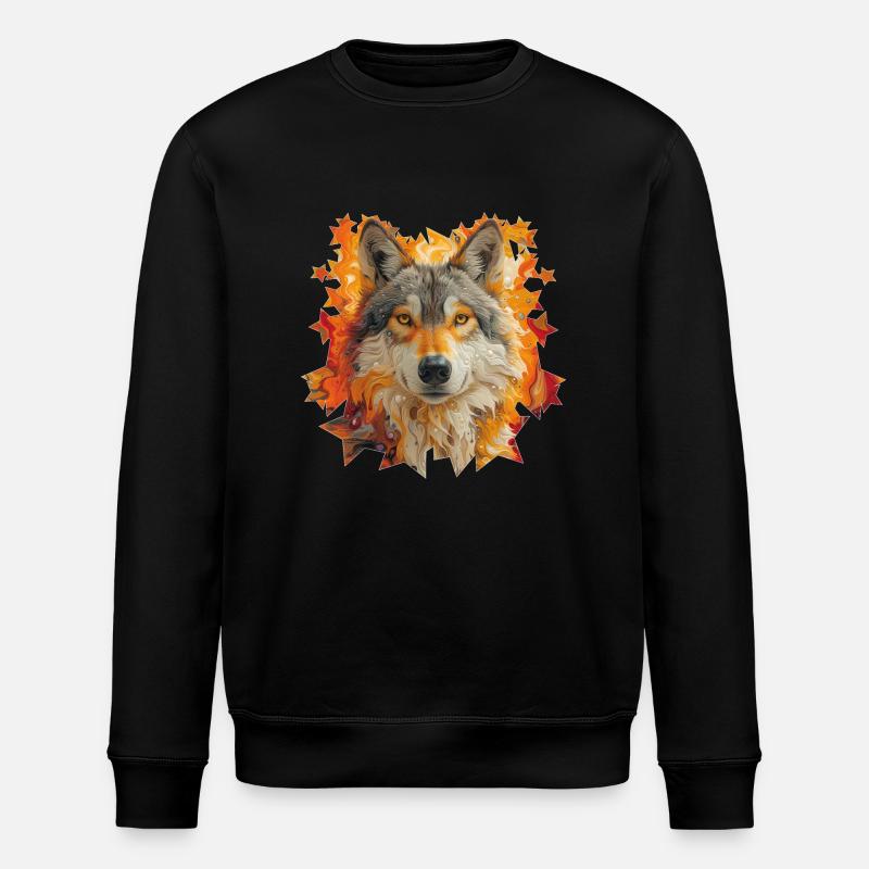 Loup et étoiles - Sweat bio ROLLER Stanley/Stella Unisexe - noir