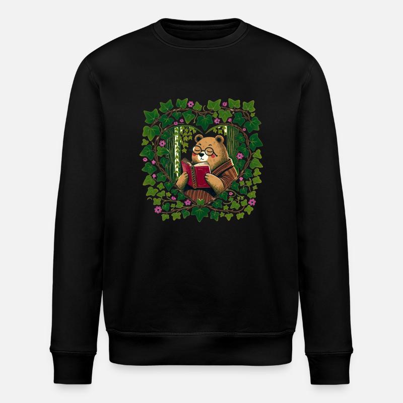 Lesender Braunbär - Stanley/Stella Unisex Bio-Sweatshirt ROLLER - Schwarz