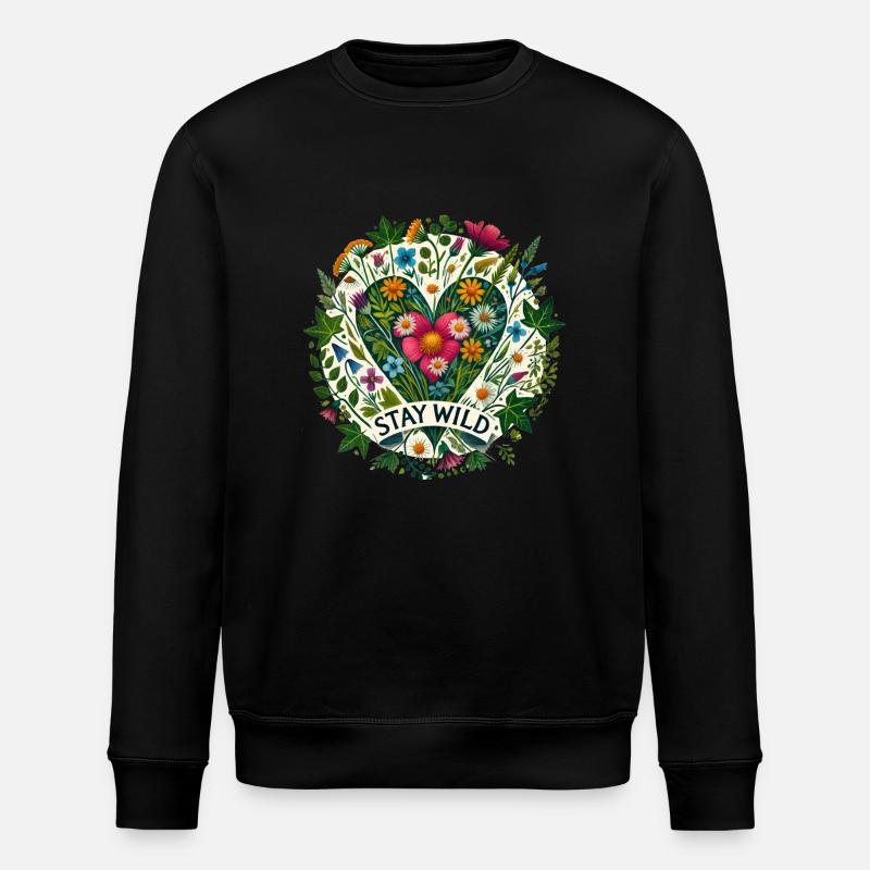 Restez Fleurs sauvages - Sweat bio ROLLER Stanley/Stella Unisexe - noir