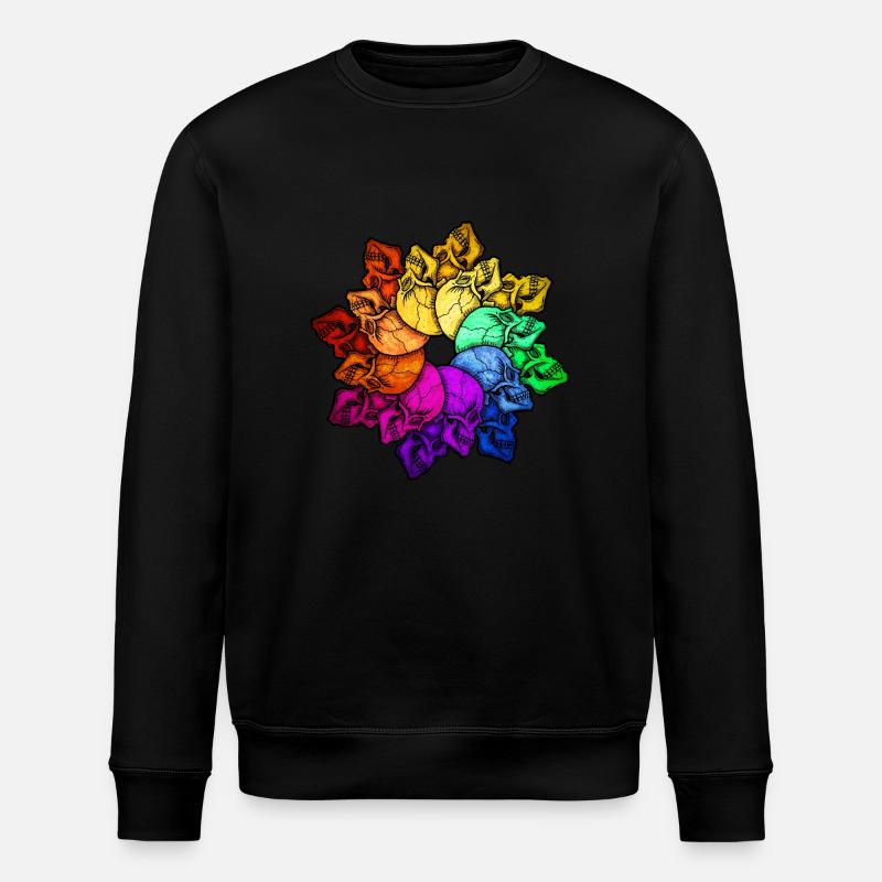 Regenbogen Schädel - Stanley/Stella Unisex Bio-Sweatshirt ROLLER - Schwarz