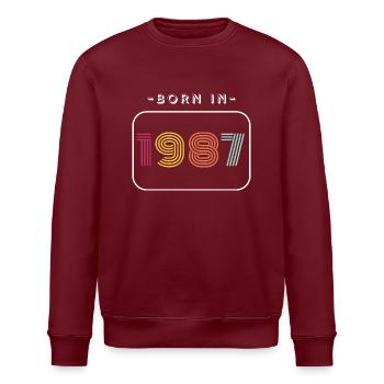Jahrgang Geburtsdatum 1987 - Stanley/Stella Unisex Bio-Sweatshirt ROLLER - Burgunderrot - Vorne - Nik (191cm)