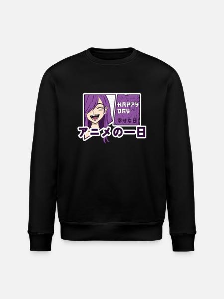 Happy day with anime - Stanley/Stella ROLLER Unisex Organic Sweatshirt - black
