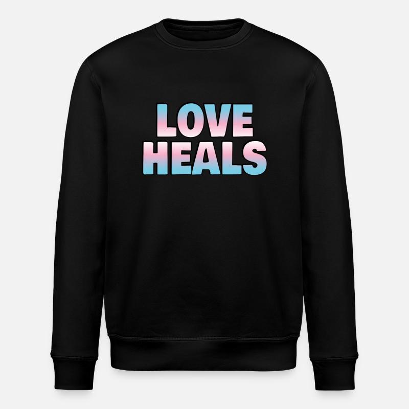 Liebe heilt Trans-Flaggenfarben - Stanley/Stella Unisex Bio-Sweatshirt ROLLER - Schwarz