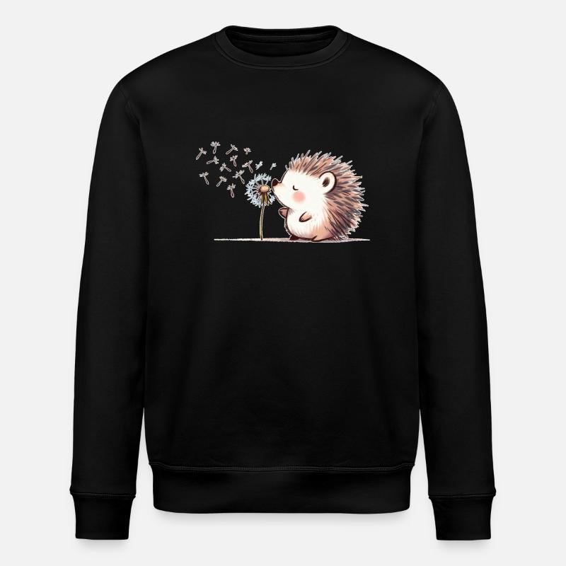 Igel mit Pusteblume - Stanley/Stella Unisex Bio-Sweatshirt ROLLER - Schwarz