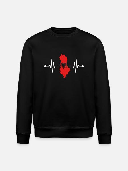 Albanian Albanian Heartbeat Albania - Stanley/Stella ROLLER Unisex Organic Sweatshirt - black