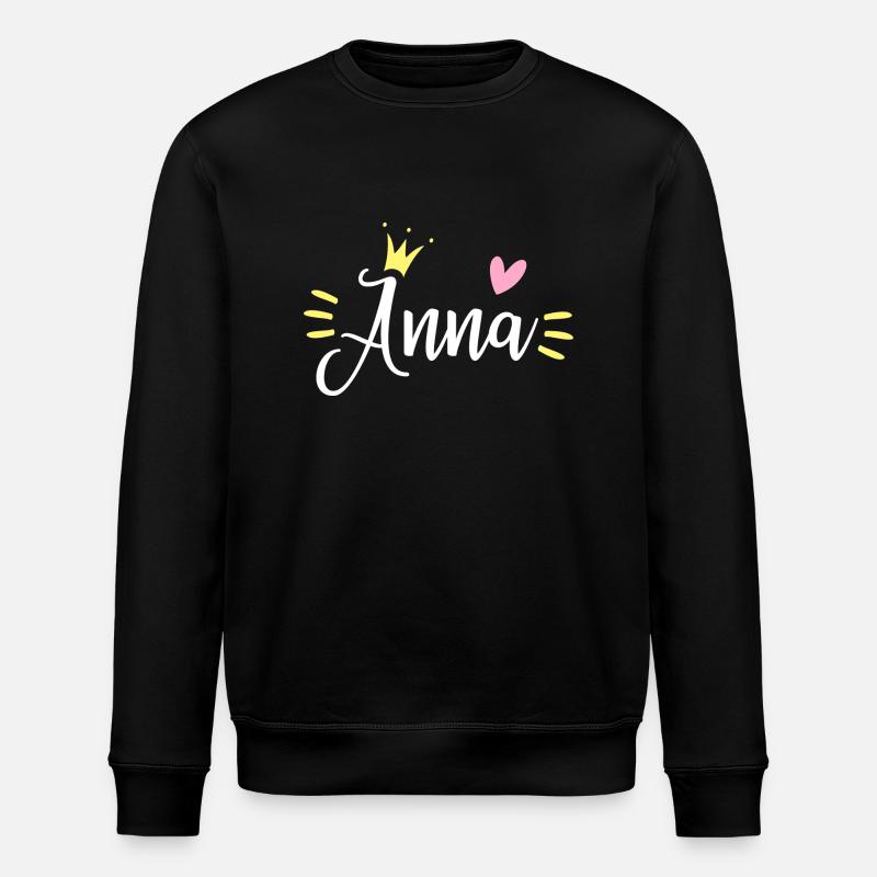 Anna Name Crown - Stanley/Stella ROLLER Unisex Organic Sweatshirt - black