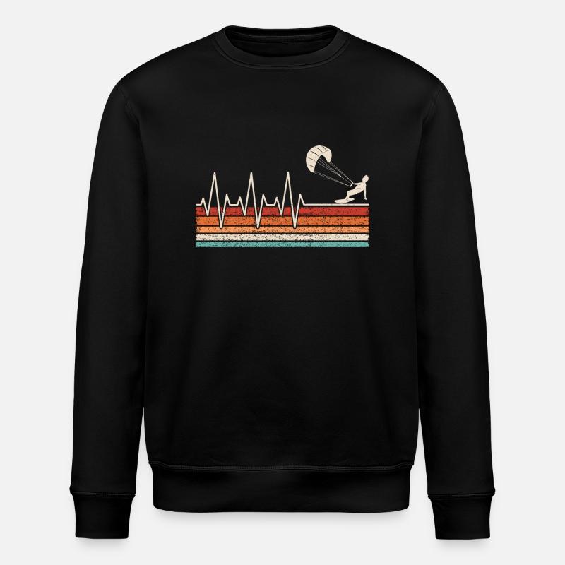 Kitesurfer heartbeat - Stanley/Stella ROLLER Unisex Organic Sweatshirt - black